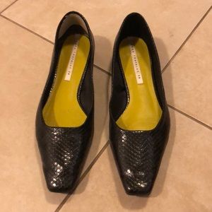 Zara Black snakeskin flats size 38